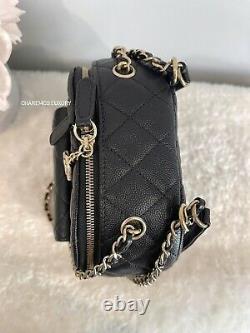 1000 % Auth Chanel Black Caviar CC Day Backpack Gold Hw Small Classic Bag