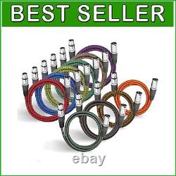 10-Pack 25ft XLR Patch Cables Heavy Duty Hybrid Braided, Fi High-Fidelity Sound
