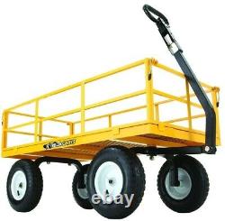 1,200 lbs. Utility Yard Cart Heavy Duty Steel with 2-in-1 Convertible Handle