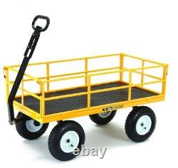 1,200 lbs. Utility Yard Cart Heavy Duty Steel with 2-in-1 Convertible Handle