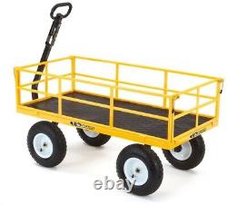 1,200 lbs. Utility Yard Cart Heavy Duty Steel with 2-in-1 Convertible Handle