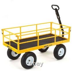 1,200 lbs. Utility Yard Cart Heavy Duty Steel with 2-in-1 Convertible Handle