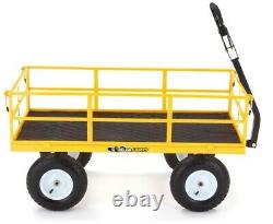 1,200 lbs. Utility Yard Cart Heavy Duty Steel with 2-in-1 Convertible Handle