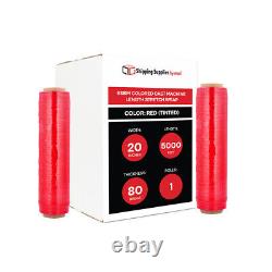 1 Roll Cast Stretch Wrap 20 x 5000' 80 Gauge Tint Red Shrink Film for Machine