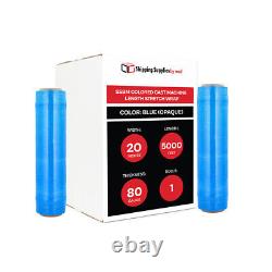 1 Roll Color Dark Machine Stretch Wrap, 20 x 5000' x 80 Ga, Blue