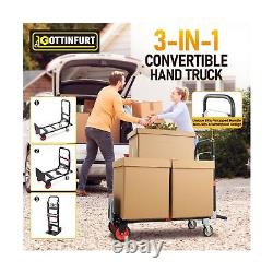 2025 Upgraded Convertible Hand Truck Dolly Cart, Heavy Duty 3 in 1 Hand Truck