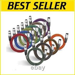 25ft Heavy Duty Multi-Colored XLR Patch Cable Set 10 Pack for Audio Excellence