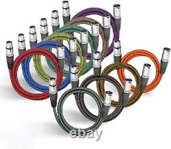 25ft Heavy Duty Multi-Colored XLR Patch Cable Set 10 Pack for Audio Excellence