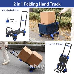 2-In-1Hand Truck Dolly Foldable, 330Lb Heavy Duty Carrying Convertible Dolly Cart