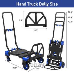 2-In-1Hand Truck Dolly Foldable, 330Lb Heavy Duty Carrying Convertible Dolly Cart