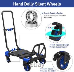2-In-1Hand Truck Dolly Foldable, 330Lb Heavy Duty Carrying Convertible Dolly Cart