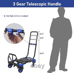 2-In-1Hand Truck Dolly Foldable, 330Lb Heavy Duty Carrying Convertible Dolly Cart