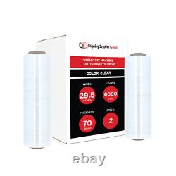 2 Rolls Cast Stretch Pallet Machine Wrap Clear Shrink Film 29.5x6000' 70 Gauge