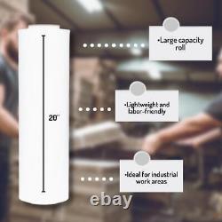 2 Rolls Dark Machine Stretch Wrap 20 x 5000' 63 Gauge White Plastic Shrink Film