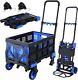 2 In 1 Convertible Hand Truck With Folding Basket Retractable Handle Dolly Cart