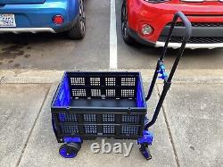 2 in 1 Convertible Hand Truck with Folding Basket Retractable Handle Dolly Cart