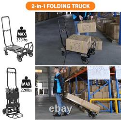 2-in-1 Folding Hand Truck, 330LBS Capacity Heavy Duty Dolly with Retractable