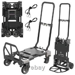 2-in-1 Folding Hand Truck, 330LBS Capacity Heavy Duty Dolly with Retractable
