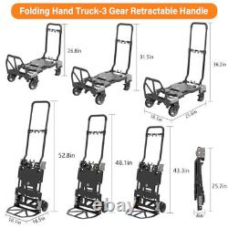 2-in-1 Folding Hand Truck, 330LBS Capacity Heavy Duty Dolly with Retractable