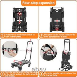 2-in-1 Folding Hand Truck, 330LBS Capacity Heavy Duty Dolly with Retractable