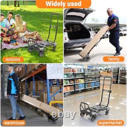 2-in-1 Folding Hand Truck, 330LBS Capacity Heavy Duty Dolly with Retractable