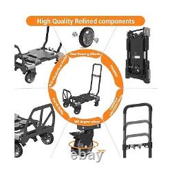 2-in-1 Folding Hand Truck with Folding Basket, 330LBS Capacity Heavy Duty Dol