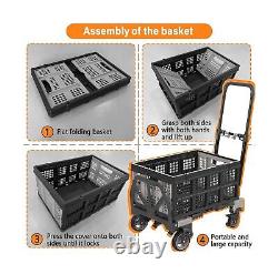 2-in-1 Folding Hand Truck with Folding Basket, 330LBS Capacity Heavy Duty Dol