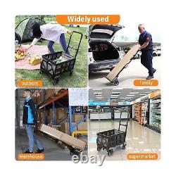 2-in-1 Folding Hand Truck with Folding Basket, 330LBS Capacity Heavy Duty Dol