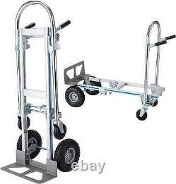 2 in 1 Heavy Duty Aluminum Hand Truck Dolly Convertible Utility Cart 1000Lb Load