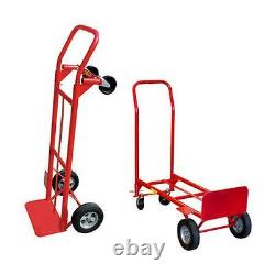 2in1 Convertible Hand Truck Heavy Duty 600 Lbs Capacity Powder Coated Red Finish