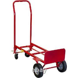 2in1 Convertible Hand Truck Heavy Duty 600 Lbs Capacity Powder Coated Red Finish