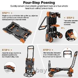 330LB Folding Hand Truck Heavy Duty Carrying, Combination of Four 330LB Orange