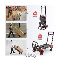 330LB Folding Hand Truck Heavy Duty Carrying, Combination of Four Wheels and