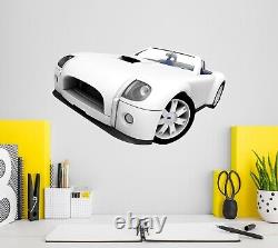 3D White Convertible Car O205 Car Wallpaper Mural Poster Transport Wall Stickers