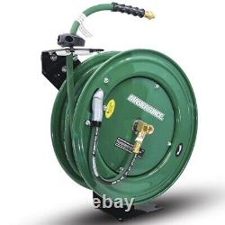 3/8 x 50' Heavy Duty Retractable Rubber Air Hose Reel Steel Construction