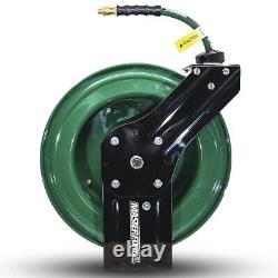 3/8 x 50' Heavy Duty Retractable Rubber Air Hose Reel Steel Construction