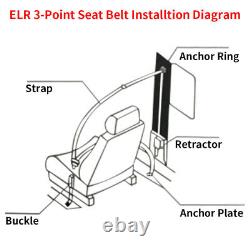 3 Point Safety Seat Belt Straps 1Set Heavy Duty Adjustable Retractable