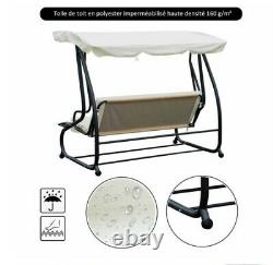 3 Seat Swing Hammock Bed Heavy Duty Garden Bench Patio Cream 2 in 1 Convertible