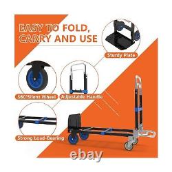 3 in 1 Heavy Duty Folding Hand Truck, Convertible Hand Truck, Portable Steel