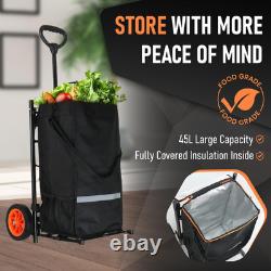 3-in-1 Rolling Shopping Cart with Removable Cooling Bag Grocery Cart on Whe