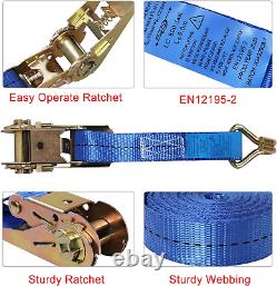 4 X 800 Kg 5M Heavy Duty Ratchet Straps with J Hooks, Adjustable T