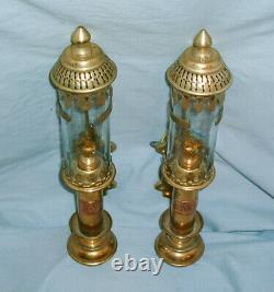 A Pair Of Brass G. W. R. Heavy Duty Carriage Lamps Converted To Electric