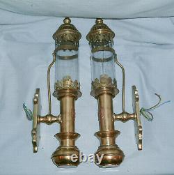 A Pair Of Brass G. W. R. Heavy Duty Carriage Lamps Converted To Electric