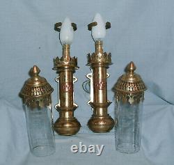 A Pair Of Brass G. W. R. Heavy Duty Carriage Lamps Converted To Electric