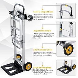 Aluminium Folding Hand Truck Heavy Duty 440lbs Capacity 2 in 1 Convertible Ha