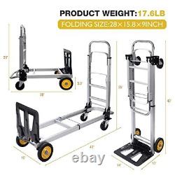 Aluminium Folding Hand Truck Heavy Duty 440lbs Capacity 2 in 1 Convertible Ha