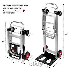 Aluminium Hand Truck Dolly Heavy Duty 440lbs Capacity 2 in 1 Convertible Fold