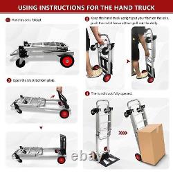 Aluminium Hand Truck Dolly Heavy Duty 440lbs Capacity 2 in 1 Convertible Fold