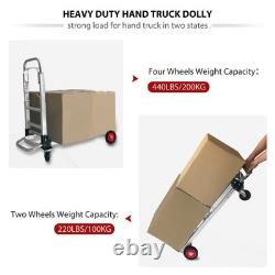Aluminium Hand Truck Dolly Heavy Duty 440lbs Capacity 2 in 1 Convertible Fold