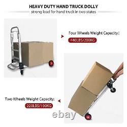 Aluminium Hand Truck Dolly Heavy Duty 440lbs Capacity 2 in 1 Convertible Fold